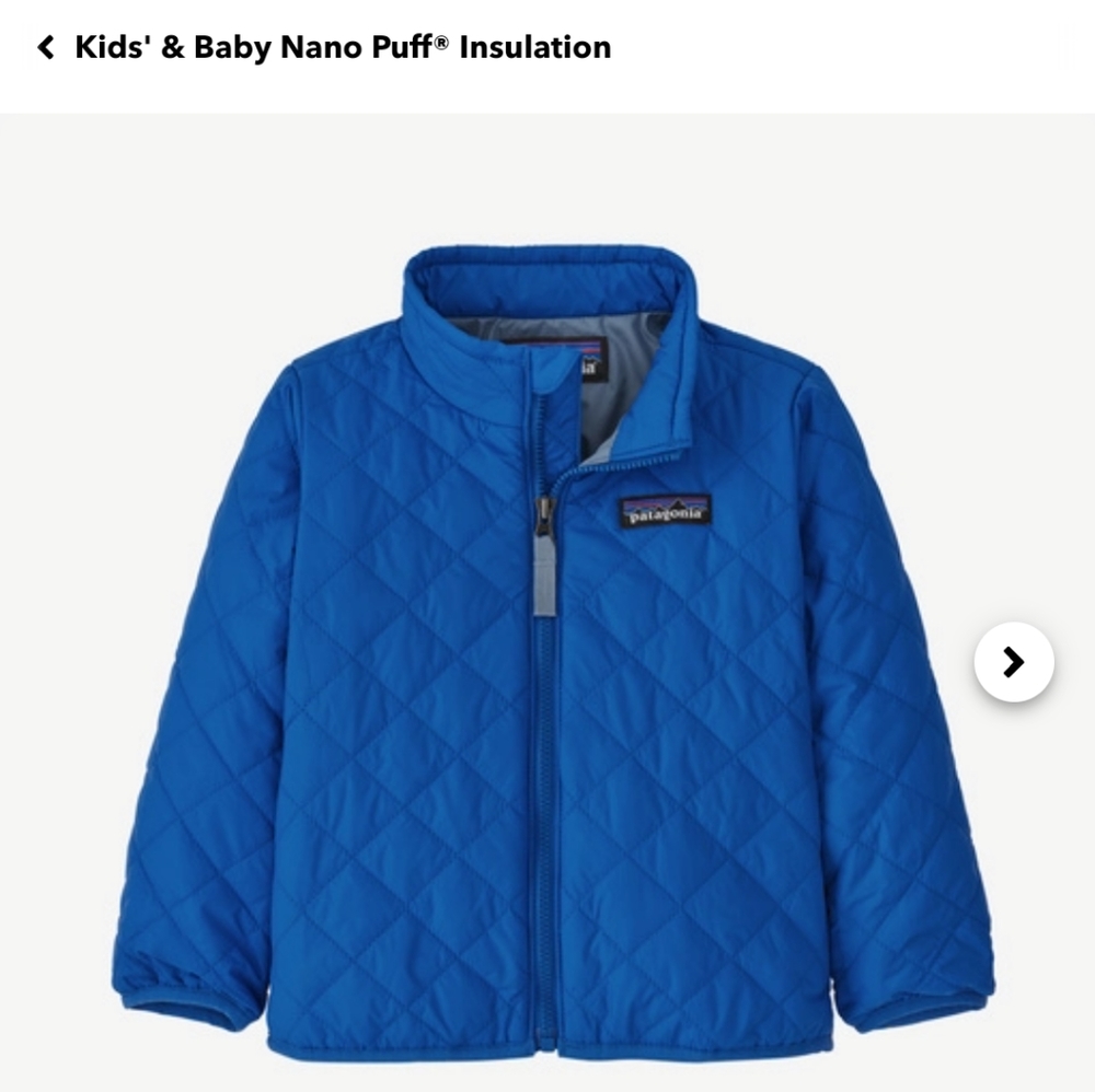 Patagonia Baby Nano Puff Jacket, Toddler 3T Bayou Blue, Excellent condition